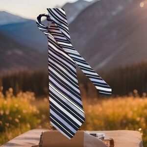 George Tie Mens Blue Silk Striped Woven Necktie Classic Business Dress 3.5x60"